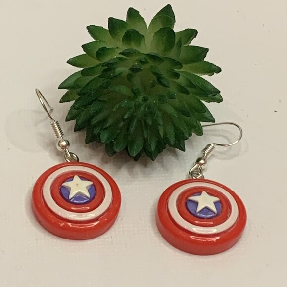 Captain America Shield, Captain America Earring, Hero Earring, Superhero Earring - Picture 1 of 6